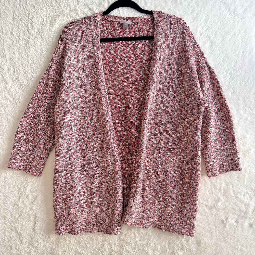 J. Jill Cardigan Women's XL Red Cotton Blend‎ Knit Open Grandmacore Casual Boho